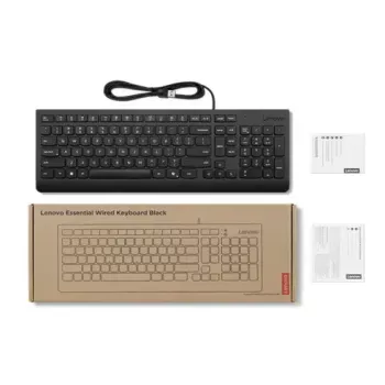 Przewodowa klawiatura USB pełnowymiarowa Lenovo 4Y41R64642 — układ duński, 105 klawiszy, czarna