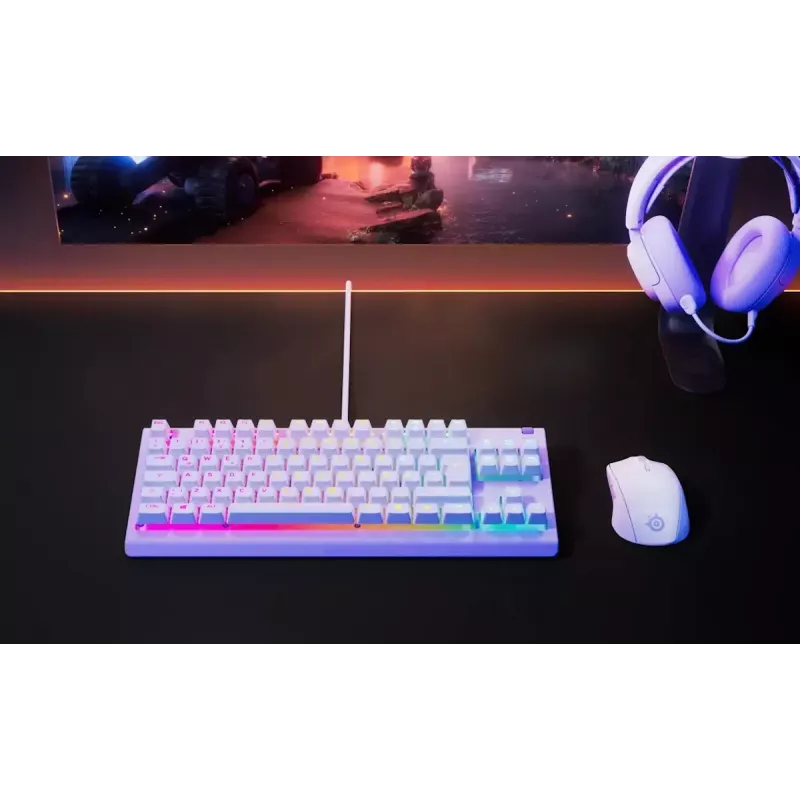 Klawiatura gamingowa TKL w stylu mechanicznym STEELSERIES Apex 3 TKL US z podświetleniem RGB, bez klawiatury numerycznej, układ US