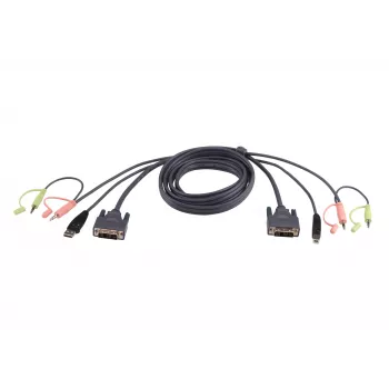 ATEN DVI-I USB KVM kabel 1,8m, 1.8 m, DVI-I, Czarny, DVI-I/USB A/2 x 3.5mm, DVI-I/USB B/2 x 3.5mm, Męski