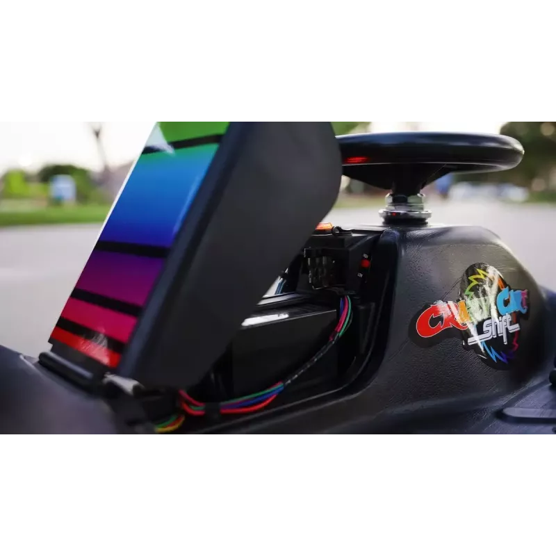 Elektryczny gokart driftowy Razor CRAZY CART Shift Lightshow — akumulator litowo-jonowy, pokaz świetlny LED, 13 km/h, 40 min