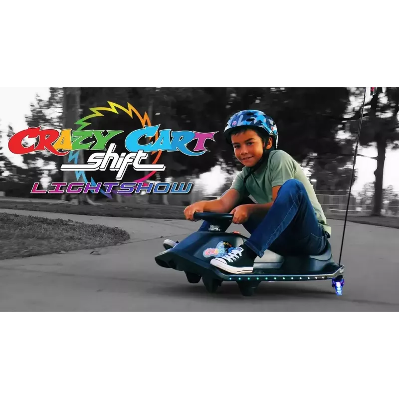 Elektryczny gokart driftowy Razor CRAZY CART Shift Lightshow — akumulator litowo-jonowy, pokaz świetlny LED, 13 km/h, 40 min
