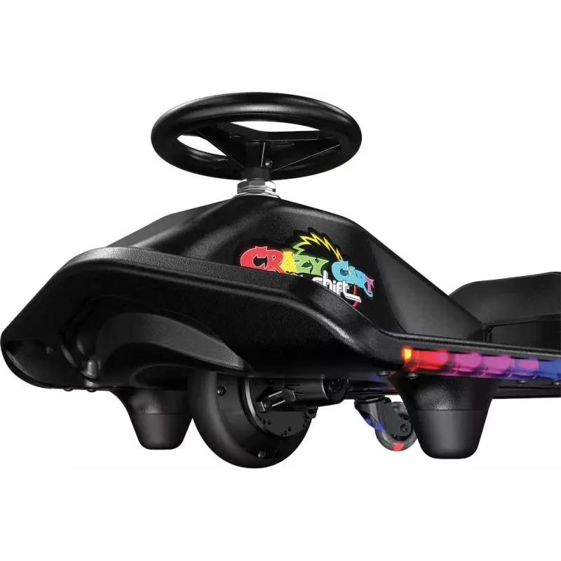 Elektryczny gokart driftowy Razor CRAZY CART Shift Lightshow — akumulator litowo-jonowy, pokaz świetlny LED, 13 km/h, 40 min
