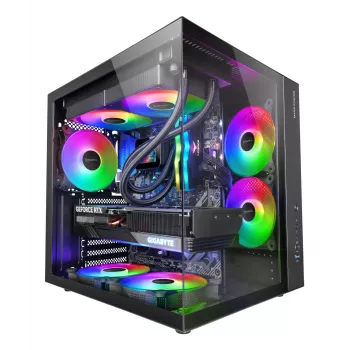 Obudowa PC TACENS Mars Gaming MCV-ONE Midi Tower — Czarna, ATX/Micro-ATX/Mini-ITX, hartowane szkło, obsługa wentylatorów 120 mm