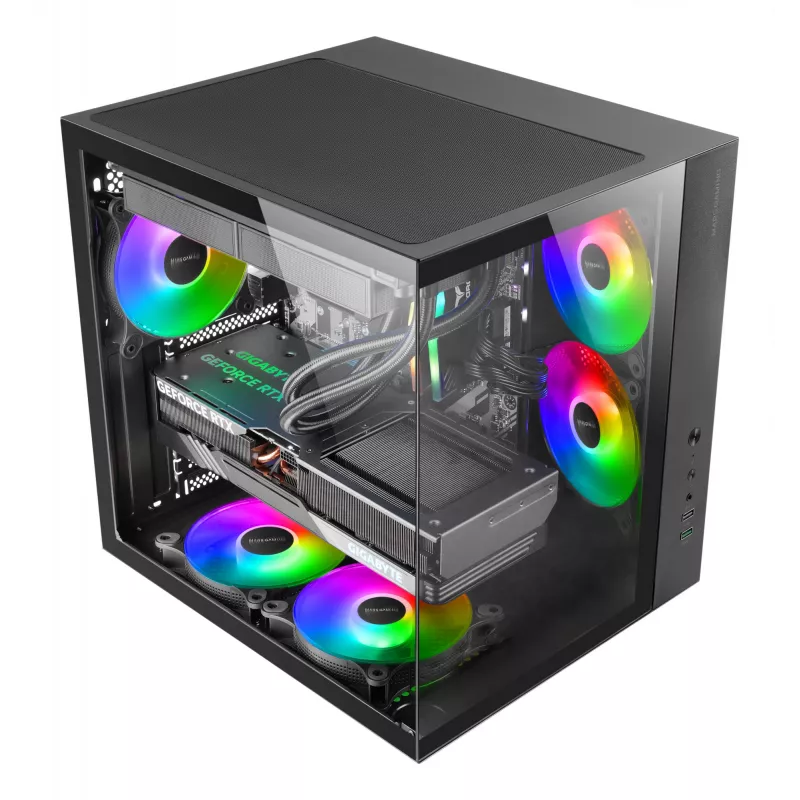 Obudowa PC TACENS Mars Gaming MCV-ONE Midi Tower — Czarna, ATX/Micro-ATX/Mini-ITX, hartowane szkło, obsługa wentylatorów 120 mm