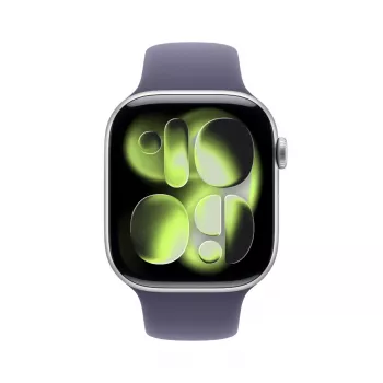 Apple Watch Series 11 GPS + Cellular 46mm Srebrna Aluminiowa Koperta z Fioletowo-Mglistym Paskiem Sportowym - S/M