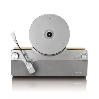 Gramofon audio z napędem paskowym Lenco LSA-071SI, w pełni automatyczny, szary, Bluetooth, 3,5 mm, 10 W