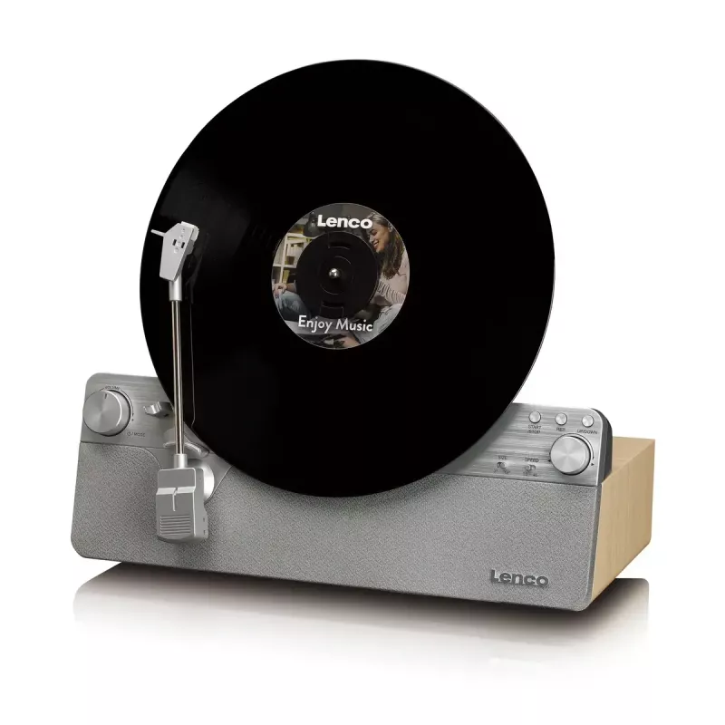 Gramofon audio z napędem paskowym Lenco LSA-071SI, w pełni automatyczny, szary, Bluetooth, 3,5 mm, 10 W