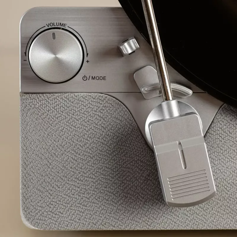 Gramofon audio z napędem paskowym Lenco LSA-071SI, w pełni automatyczny, szary, Bluetooth, 3,5 mm, 10 W