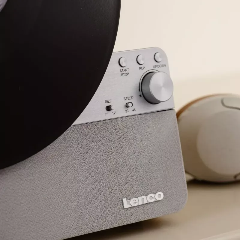 Gramofon audio z napędem paskowym Lenco LSA-071SI, w pełni automatyczny, szary, Bluetooth, 3,5 mm, 10 W