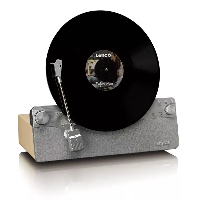 Gramofon audio z napędem paskowym Lenco LSA-071SI, w pełni automatyczny, szary, Bluetooth, 3,5 mm, 10 W