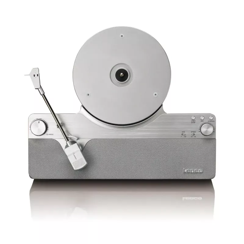 Gramofon audio z napędem paskowym Lenco LSA-071SI, w pełni automatyczny, szary, Bluetooth, 3,5 mm, 10 W