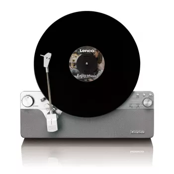 Gramofon audio z napędem paskowym Lenco LSA-071SI, w pełni automatyczny, szary, Bluetooth, 3,5 mm, 10 W