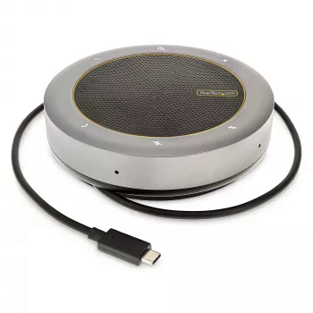 StarTech.com USB-C głośnik konferencyjny ze stacją dokującą, mini przenośny głośnik konferencyjny i stacja audio, USB-C do VGA/4K HDMI, hub 2x USB-A, mikrofon/głośnik, głośnik konferencyjny Teams/Zoom/Softphone