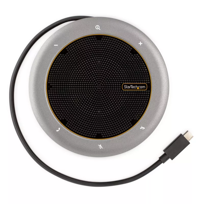 StarTech.com USB-C głośnik konferencyjny ze stacją dokującą, mini przenośny głośnik konferencyjny i stacja audio, USB-C do VGA/4K HDMI, hub 2x USB-A, mikrofon/głośnik, głośnik konferencyjny Teams/Zoom/Softphone