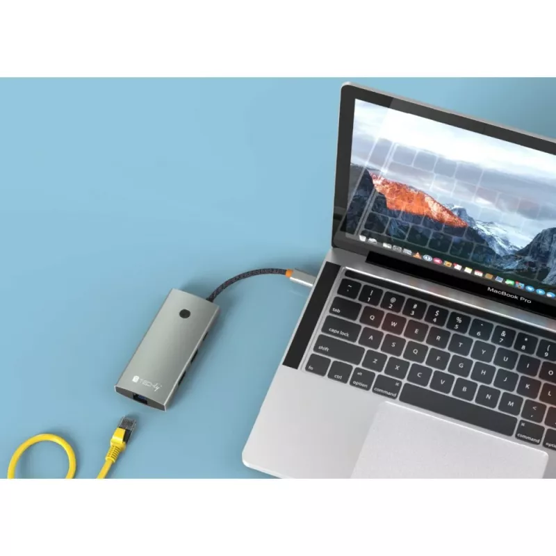 Techly IUSB32C-HUB6HPDI koncentrator interfejsu USB 3.2 Gen 1 (3.1 Gen 1) Type-C 5000 Mbit/s Aluminium