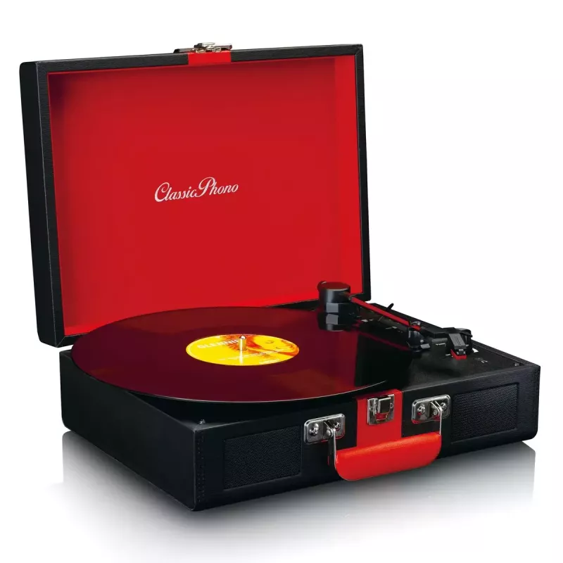 Gramofon audio z napędem paskowym Lenco TT-110 Czarny Czerwony Półautomatyczny