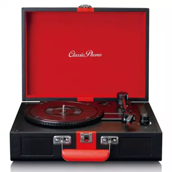 Gramofon audio z napędem paskowym Lenco TT-110 Czarny Czerwony Półautomatyczny