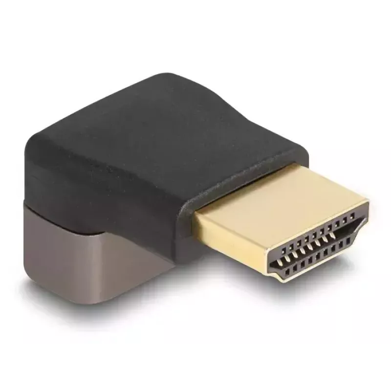 DeLOCK Adapter HDMI męski na żeński pod kątem 90° do góry 8K 60 Hz szary metal