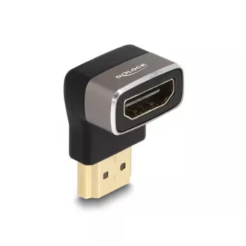 DeLOCK Adapter HDMI męski na żeński pod kątem 90° do góry 8K 60 Hz szary metal