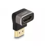 DeLOCK Adapter HDMI męski na żeński pod kątem 90° do góry 8K 60 Hz szary metal