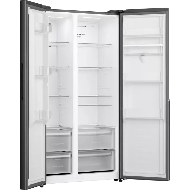 Lodówko-zamrażarka Gorenje side by side NRS917E41BXWD, wolnostojąca, drzwi amerykańskie, czarny, 2 drzwi, dotykowe sterowanie, LED