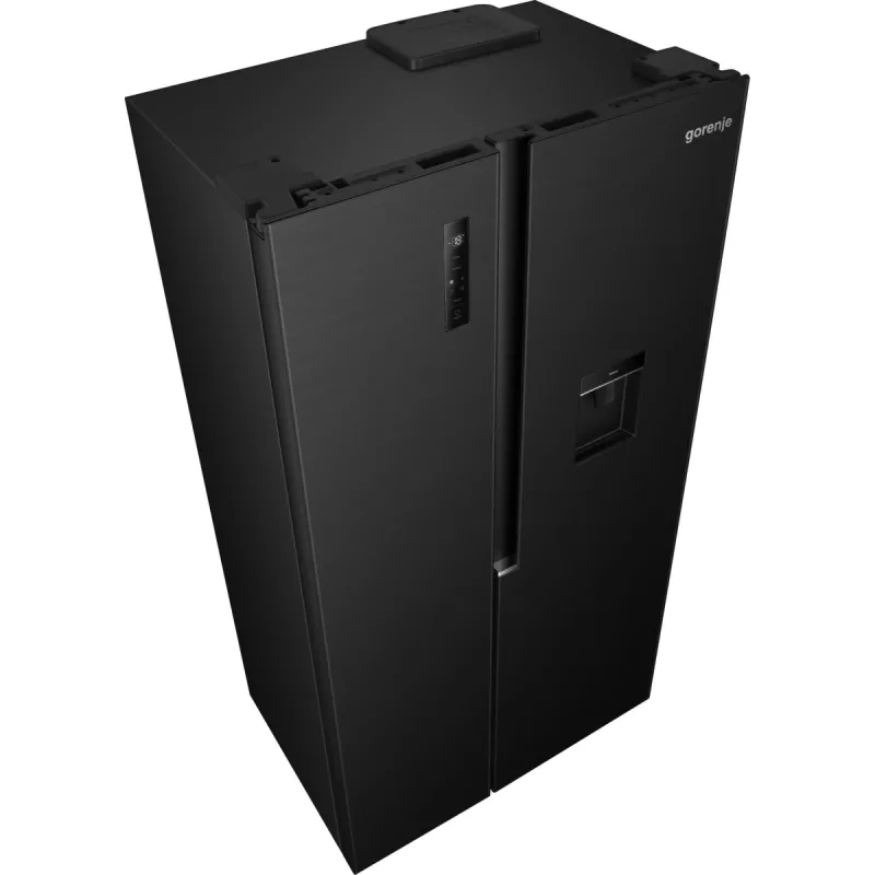 Lodówko-zamrażarka Gorenje side by side NRS917E41BXWD, wolnostojąca, drzwi amerykańskie, czarny, 2 drzwi, dotykowe sterowanie, LED