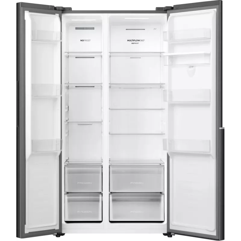 Lodówko-zamrażarka Gorenje side by side NRS917E41BXWD, wolnostojąca, drzwi amerykańskie, czarny, 2 drzwi, dotykowe sterowanie, LED