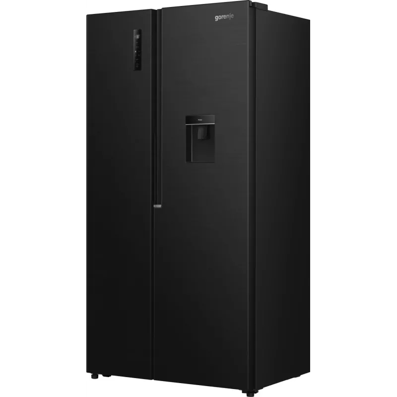 Lodówko-zamrażarka Gorenje side by side NRS917E41BXWD, wolnostojąca, drzwi amerykańskie, czarny, 2 drzwi, dotykowe sterowanie, LED