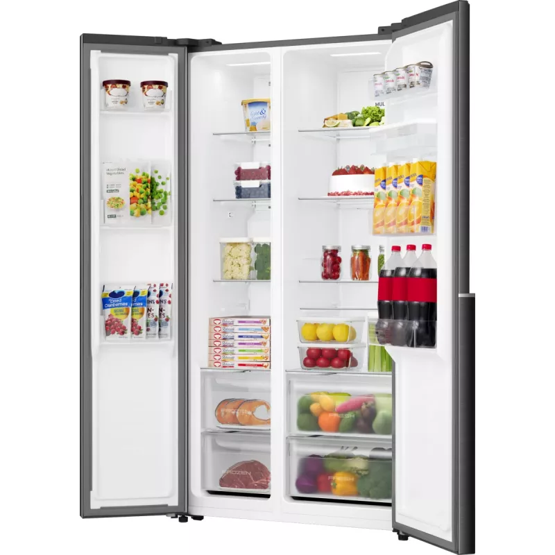 Lodówko-zamrażarka Gorenje side by side NRS917E41BXWD, wolnostojąca, drzwi amerykańskie, czarny, 2 drzwi, dotykowe sterowanie, LED
