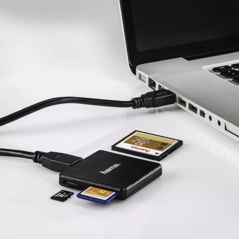 Hama USB 3.0 Multi-Card Reader, SD/microSD/CF, czarny