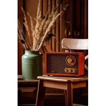 Radio przenośne Adler AD 1171 — AM/FM, 10 W RMS, Bluetooth, antena zewnętrzna, brązowy, 290×200×172 mm