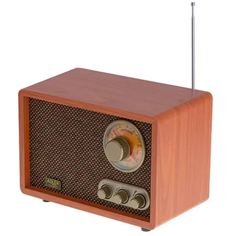 Radio przenośne Adler AD 1171 — AM/FM, 10 W RMS, Bluetooth, antena zewnętrzna, brązowy, 290×200×172 mm