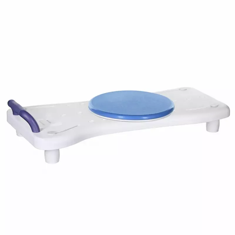 Ławeczka wannowa ActionMed LW400AM 2-w-1 z obrotowym dyskiem transferowym, biała, odporna na wilgoć, ergonomiczne siedzisko, otwór do zawieszenia