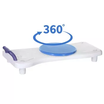 Ławeczka wannowa ActionMed LW400AM 2-w-1 z obrotowym dyskiem transferowym, biała, odporna na wilgoć, ergonomiczne siedzisko, otwór do zawieszenia