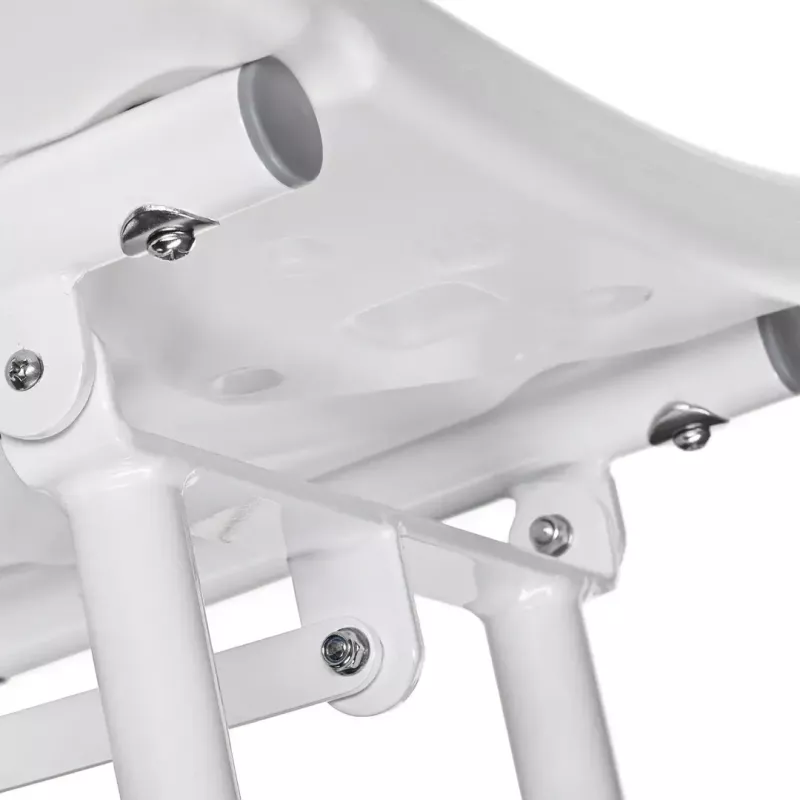 Składane krzesełko prysznicowe montowane na ścianie ActionMed KP600AM — białe, ergonomiczne siedzisko, regulowane antypoślizgowe nóżki, 3 kg