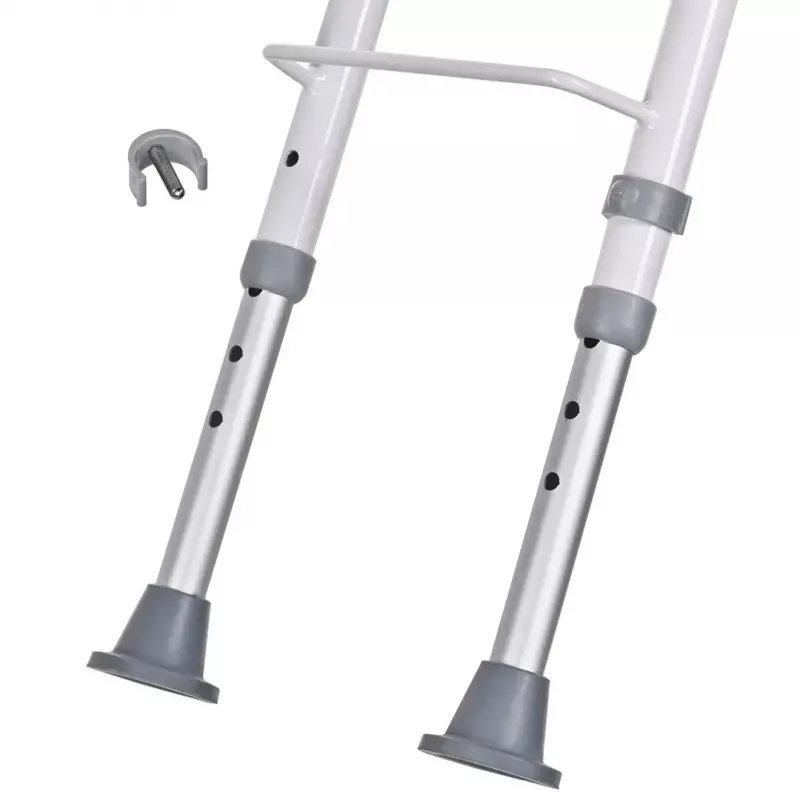 Składane krzesełko prysznicowe montowane na ścianie ActionMed KP600AM — białe, ergonomiczne siedzisko, regulowane antypoślizgowe nóżki, 3 kg