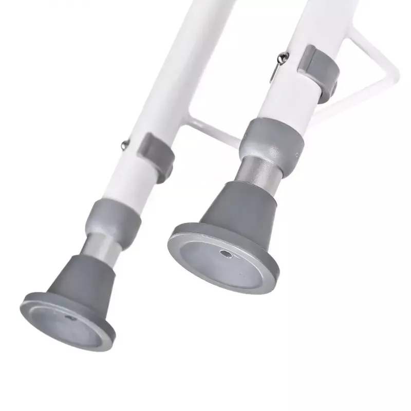 Składane krzesełko prysznicowe montowane na ścianie ActionMed KP600AM — białe, ergonomiczne siedzisko, regulowane antypoślizgowe nóżki, 3 kg