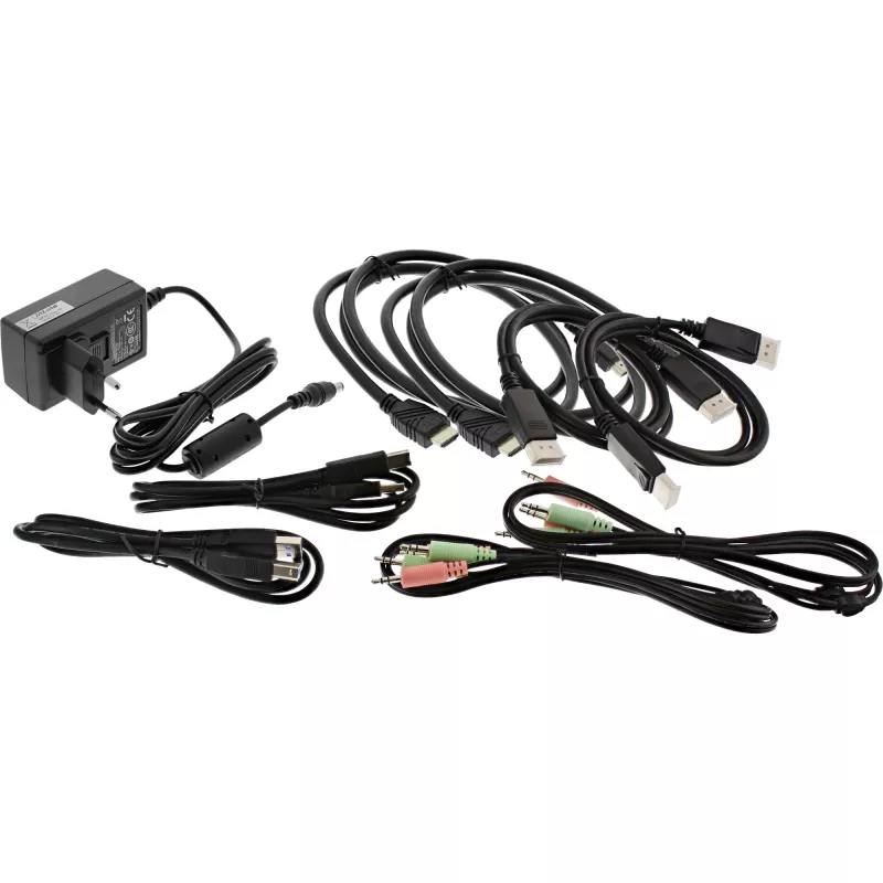 InLine KVM Desktop Switch, 2-portowy, Dual Monitor, DP+HDMI, 4K, USB 3.0, Audio