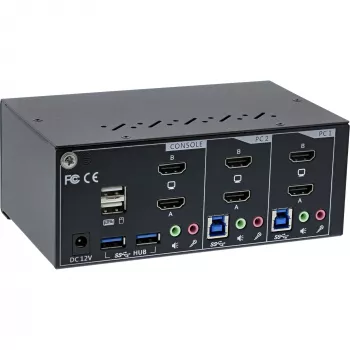 Przełącznik KVM Desktop InLine 62652I 2-portowy Dual Monitor HDMI 4K USB 3.0 Audio