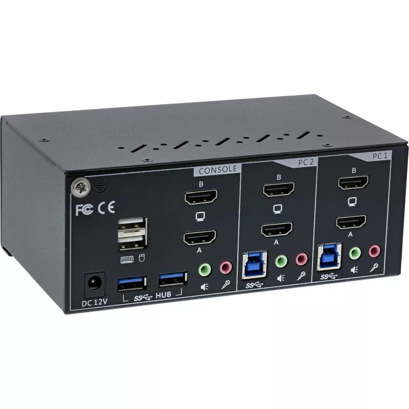 Przełącznik KVM Desktop InLine 62652I 2-portowy Dual Monitor HDMI 4K USB 3.0 Audio