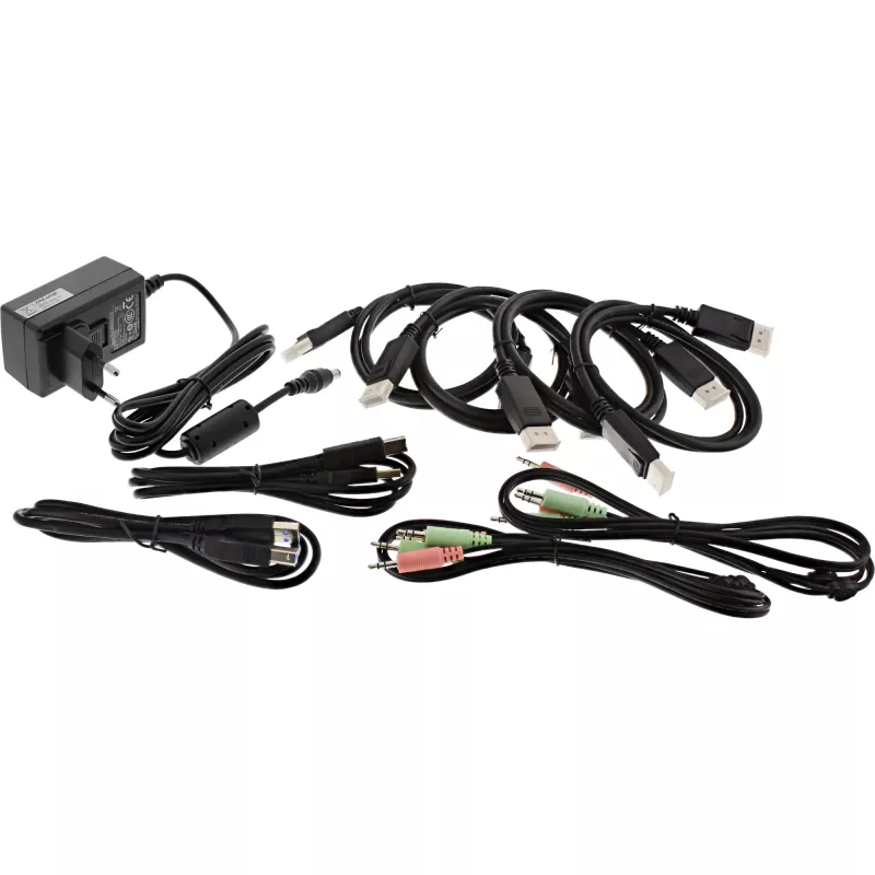 InLine KVM Desktop Switch, 2-portowy, Dual Monitor DP 1.2, 4K, USB 3.0, Audio