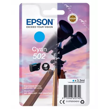 Epson Singlepack Cyan 502 Tusz, standardowa wydajność, cyjan, 3,3 ml, 1 szt., 165 stron