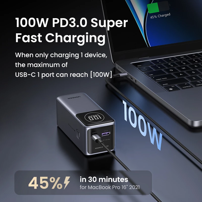 Przenośny powerbank Ugreen 12000mAh 100W szybkie ładowanie
