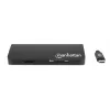Stacja dokująca/Hub Manhattan USB-C z czytnikiem kart, porty (x5): Ethernet, USB-A (3) i USB-C, 5 Gb/s (USB 3.2 Gen 1 znane jako USB 3.0), z zasilaniem Power Delivery (100 W) do portu USB-C (Uwaga: wymagany dodatkowy zasilacz sieciowy USB-C i kabel USB-C), uniwersalna do wszystkich urządzeń, aluminium