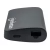 Stacja dokująca/Hub Manhattan USB-C z czytnikiem kart, porty (x5): Ethernet, USB-A (3) i USB-C, 5 Gb/s (USB 3.2 Gen 1 znane jako USB 3.0), z zasilaniem Power Delivery (100 W) do portu USB-C (Uwaga: wymagany dodatkowy zasilacz sieciowy USB-C i kabel USB-C), uniwersalna do wszystkich urządzeń, aluminium