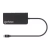 Stacja dokująca/Hub Manhattan USB-C z czytnikiem kart, porty (x5): Ethernet, USB-A (3) i USB-C, 5 Gb/s (USB 3.2 Gen 1 znane jako USB 3.0), z zasilaniem Power Delivery (100 W) do portu USB-C (Uwaga: wymagany dodatkowy zasilacz sieciowy USB-C i kabel USB-C), uniwersalna do wszystkich urządzeń, aluminium
