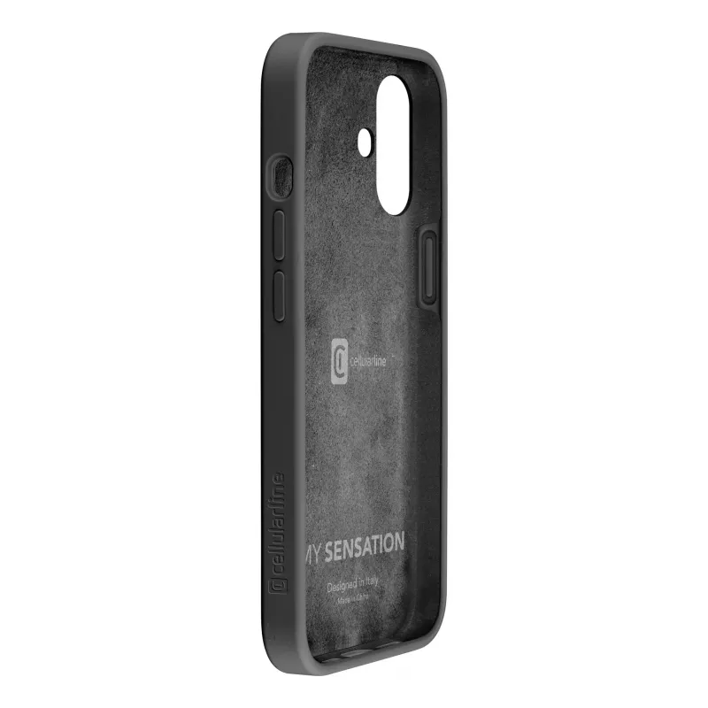 Cellularline Sensation - iPhone 16 etui z silikonu Soft-touch, Cover, Apple, iPhone 16, 15.5 cm (6.1 cala), Czarny