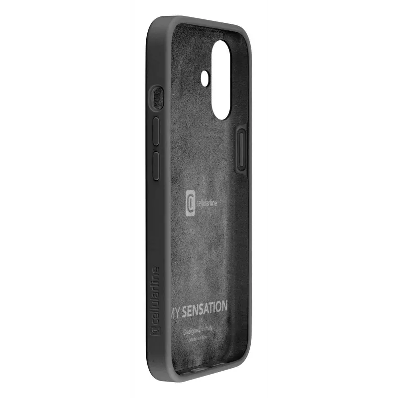 Cellularline Sensation - iPhone 16 etui z silikonu Soft-touch, Cover, Apple, iPhone 16, 15.5 cm (6.1 cala), Czarny