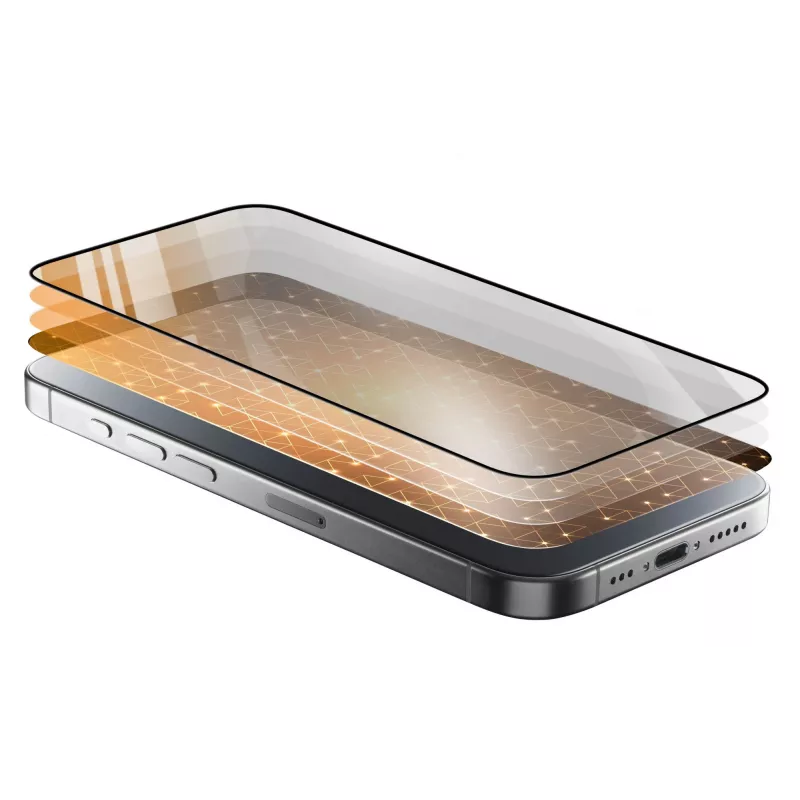 Cellularline Fortified Xtreme Glass - iPhone 16 Ultra-ochronne szkło hartowane ze wzmocnionymi krawędziami, łatwe w aplikacji i ultraodporne