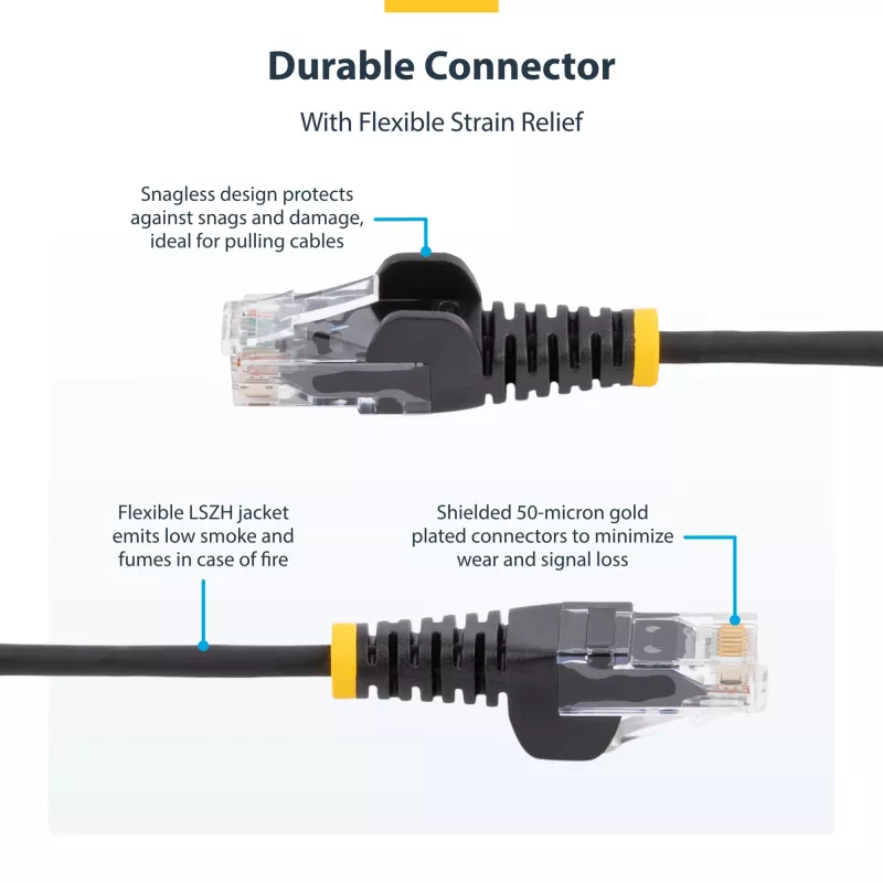 StarTech.com Kabel CAT6 0,5 m – cienki – Zaczepy RJ45 Snagless – Szary